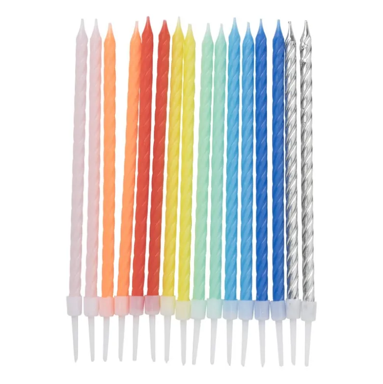 Taartkaarsjes swirl - multikleur - set van 16
