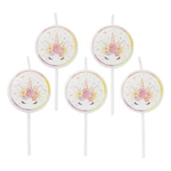 Taartkaarsjes unicorn - set van 5