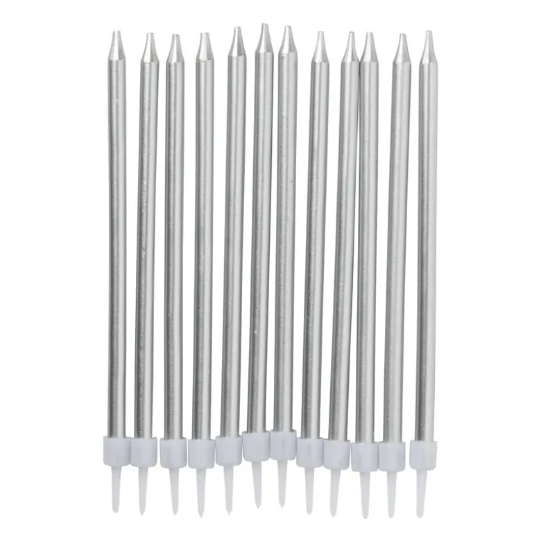 Taartkaarsjes - zilver - set van 12