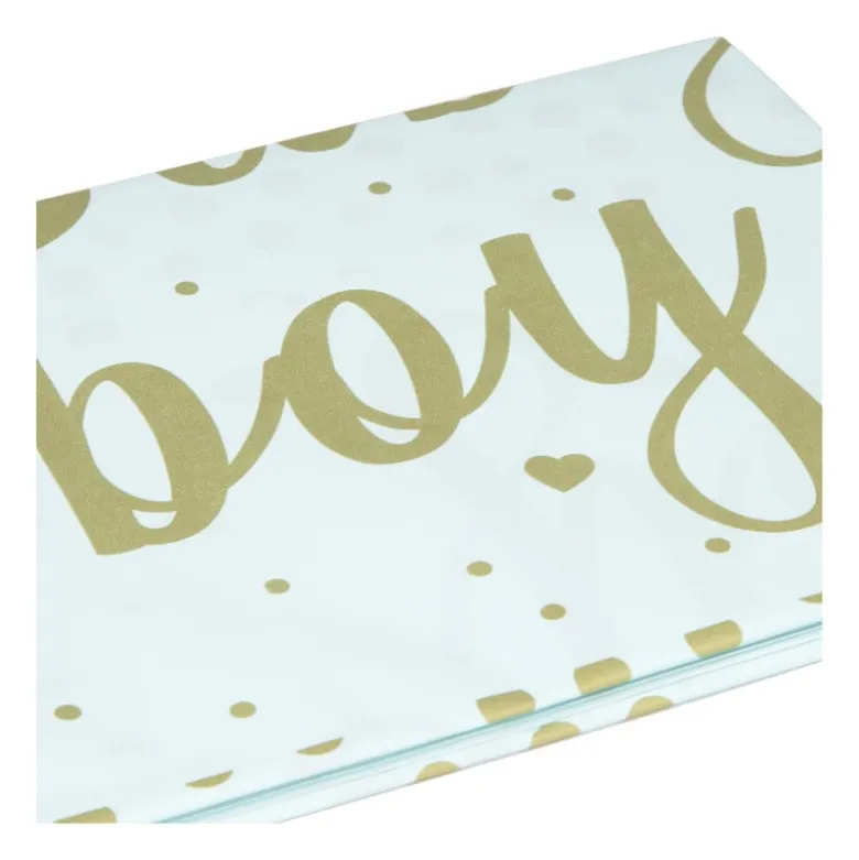 Tafelkleed baby boy - blauw/goud - 136x220 cm