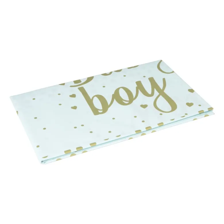 Tafelkleed baby boy - blauw/goud - 136x220 cm