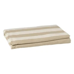 Tafelkleed gestreept - wit/beige - 140x240 cm