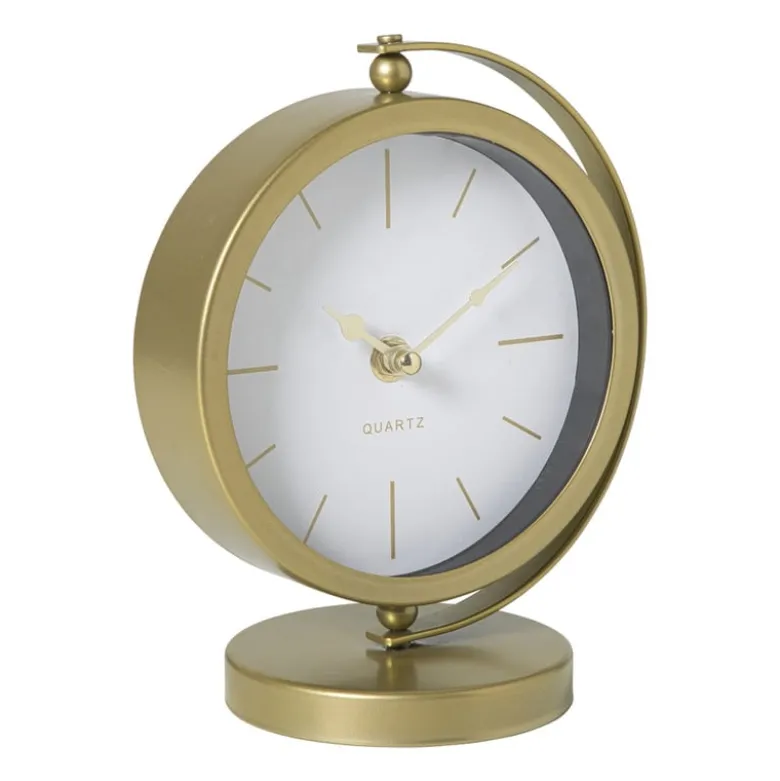 Tafelklok metaal - goud - 20x16x10.5 cm