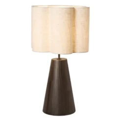 Tafellamp bloem Caroline - beige/bruin - ø35x62 cm