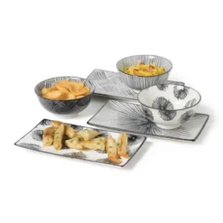 Tapas rijstschaaltje Sevilla - zwarte lijnen - ø11,5x5,8 cm