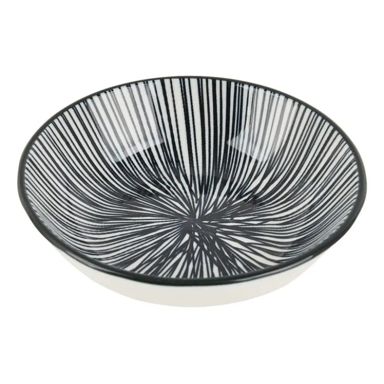 Tapas sausschaaltje Sevilla - zwarte lijnen - ø9x2,5 cm