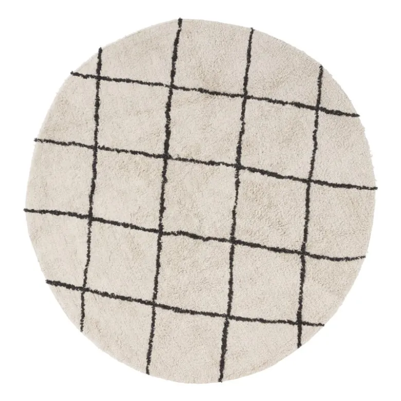 Tapijt berber rond - zwart/beige - ø120 cm