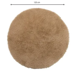 Tapijt fluffy rond - bruin - ø120 cm