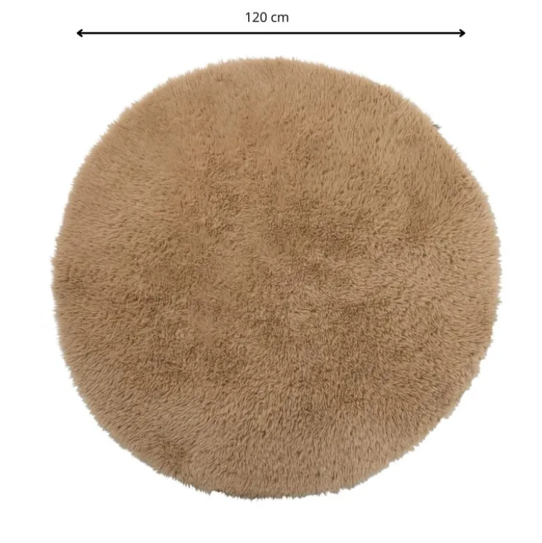 Tapijt fluffy rond - bruin - ø120 cm