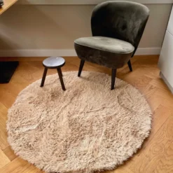 Tapijt fluffy rond - bruin - ø120 cm