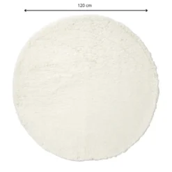 Tapijt hoogpolig rond - wit - ø120 cm