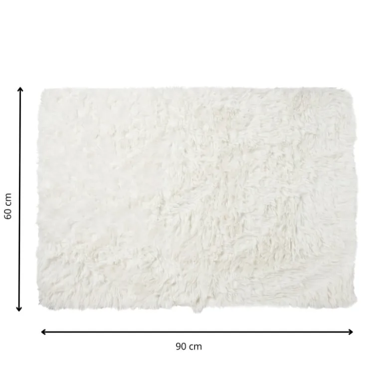 Tapijt hoogpolig - wit - 60x90 cm