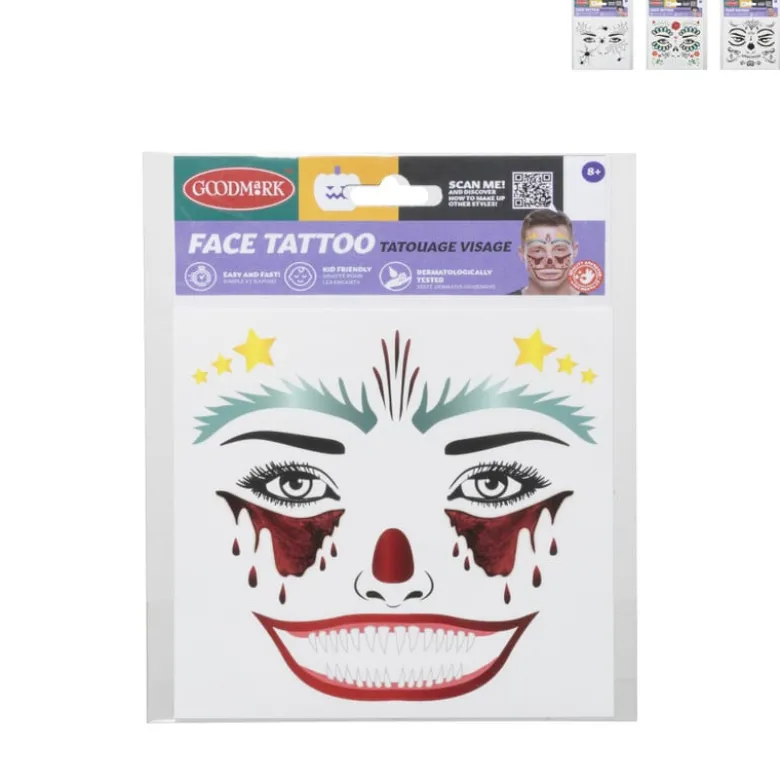 Tattoo gezicht - diverse varianten - 14x18x0.1 cm