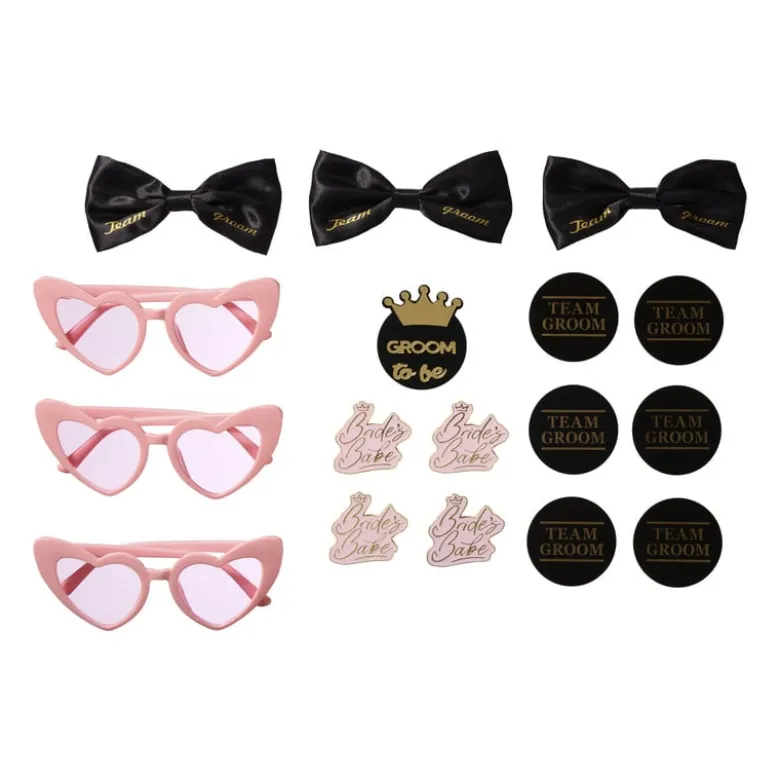 Team groom buttons - zwart/goudkleurig - set van 6
