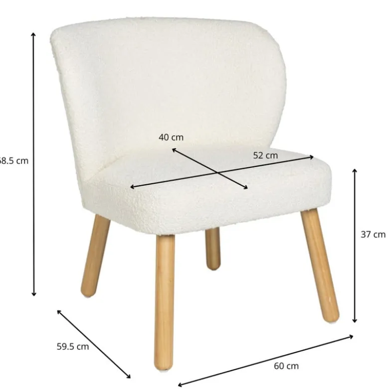 Teddy fauteuil - Troyes - wit - 68.5x60x59.5 cm