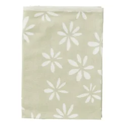 Theedoek bloemen - groen/wit - 50x70 cm