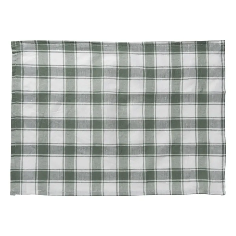 Theedoeken set van 3 - groen/wit - 45x65 cm