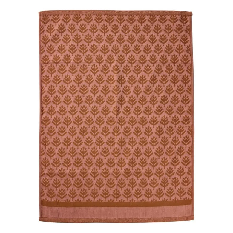 Theedoek palmboom - roze/bruin - 50x70 cm