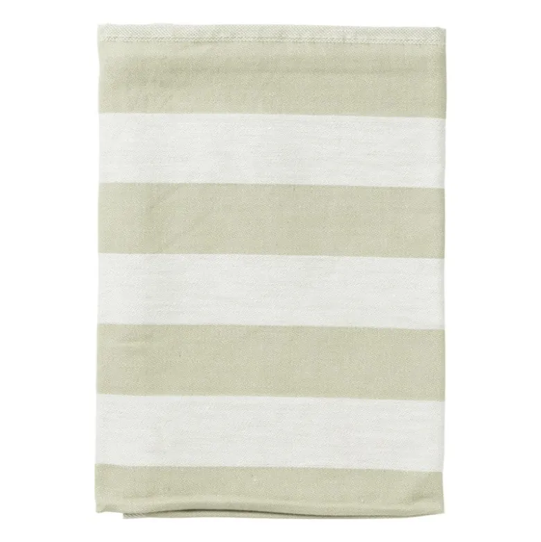 Theedoek strepen - groen/wit - 50x70 cm