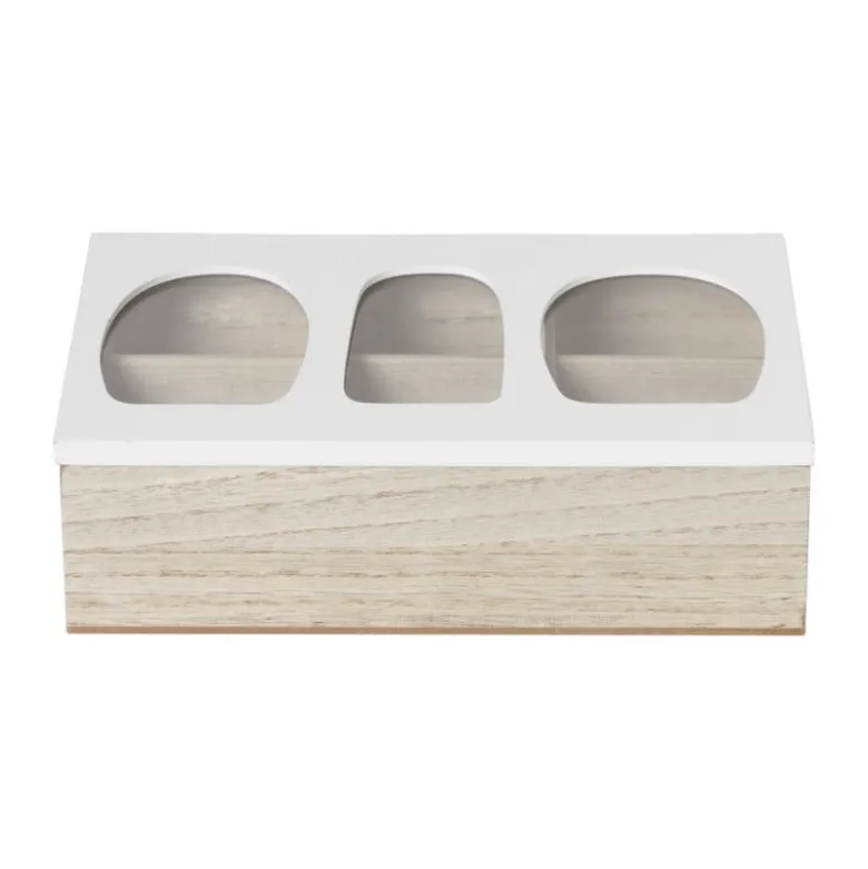 Theedoos organisch - 6 vakken - 26x16x7 cm