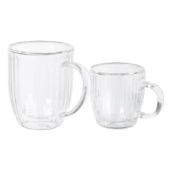 Theeglas dubbelwandig ribbel - 250 ml - glas