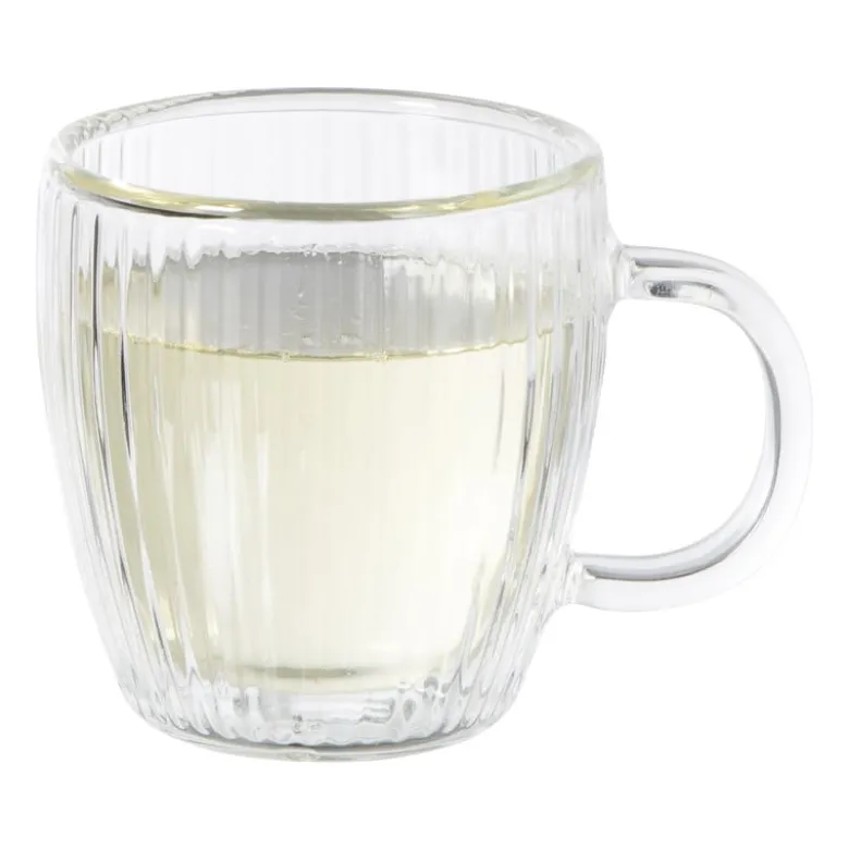 Theeglas dubbelwandig ribbel - ø7.5x8 cm - glas