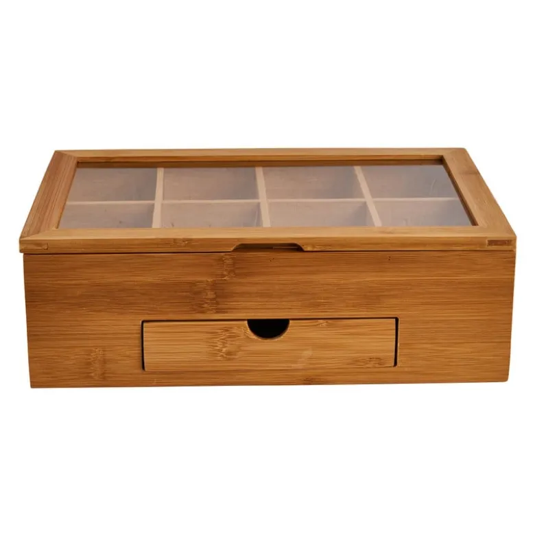 Theekist bamboe met 8 vakken - 30x20x10 cm