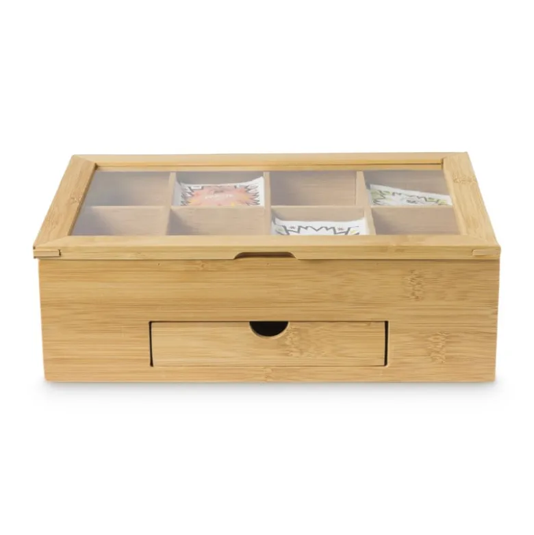 Theekist bamboe met 8 vakken - 30x20x10 cm