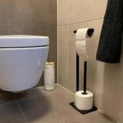 Toiletpapierhouder - metaal - 16,5x13x53,5 cm
