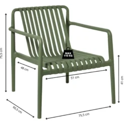 Tuinfauteuil Lea - groen - 75.5x75.5x66.5 cm