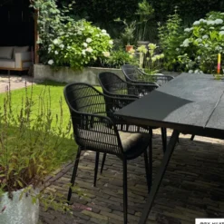 Tuinstoel elisa - zwart - 63x53x85 cm
