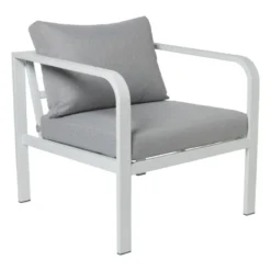 Tuinstoel Tenerife met kussens - wit/grijs - 64x70x74 cm