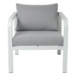 Tuinstoel Tenerife met kussens - wit/grijs - 64x70x74 cm