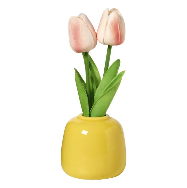 Tulpen in vaasje - diverse varianten - ø7x18 cm
