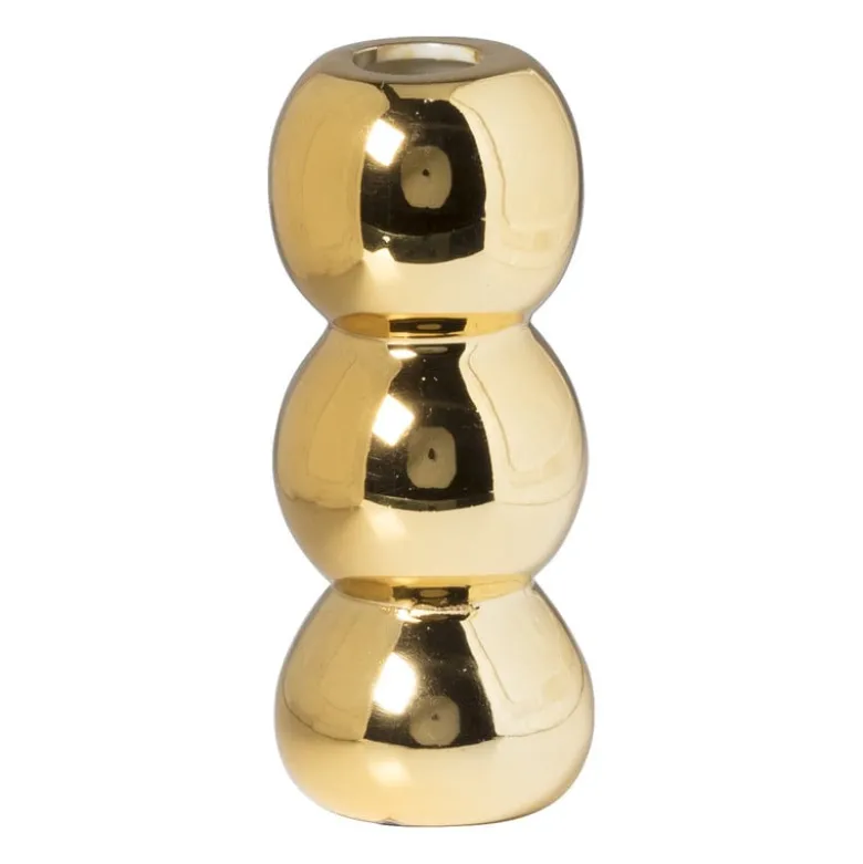 Vaas geribbeld - goud - ø12.5x5 cm