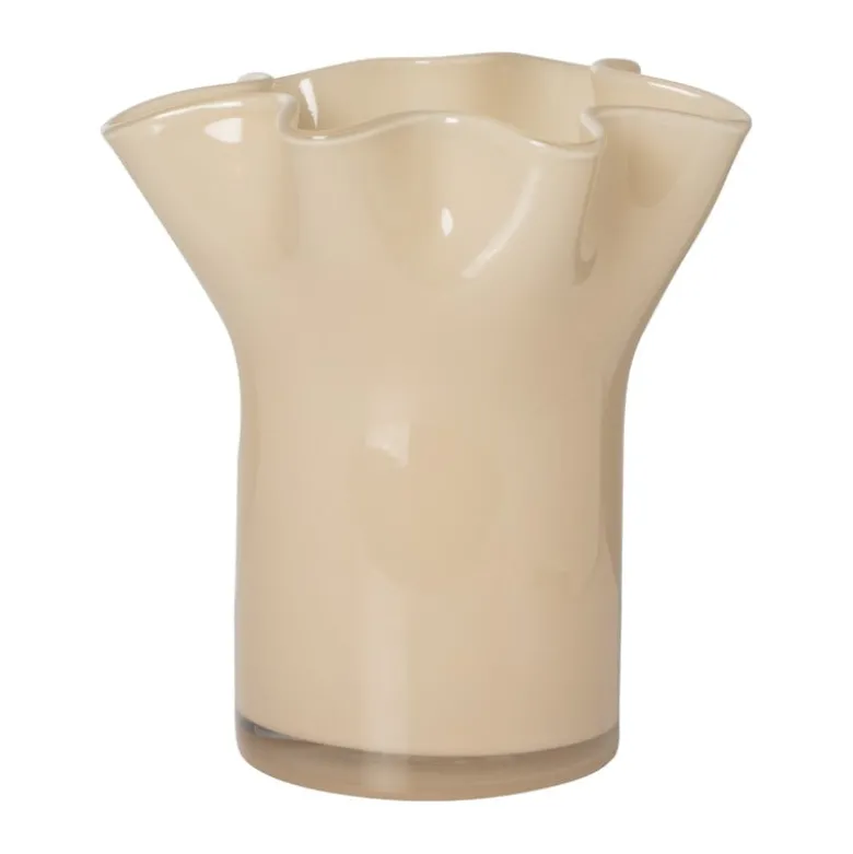 Vaas golf - beige - 22.5x20x19 cm