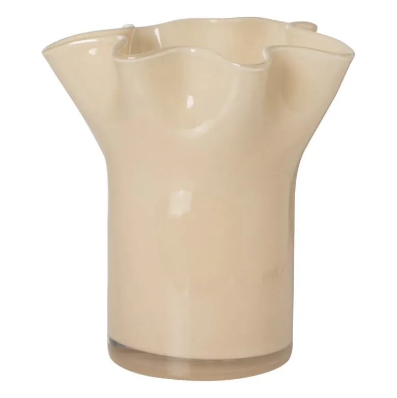 Vaas golf - beige - 22.5x20x19 cm