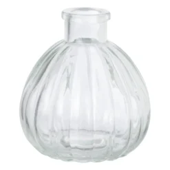 Vaasje ribbel glas - diverse kleuren - ø9x9 cm