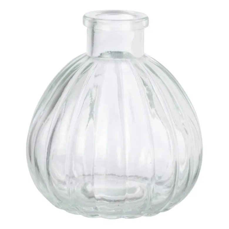 Vaasje ribbel glas - diverse kleuren - ø9x9 cm