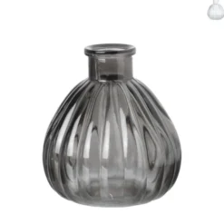 Vaasje ribbel glas - diverse kleuren - ø9x9 cm