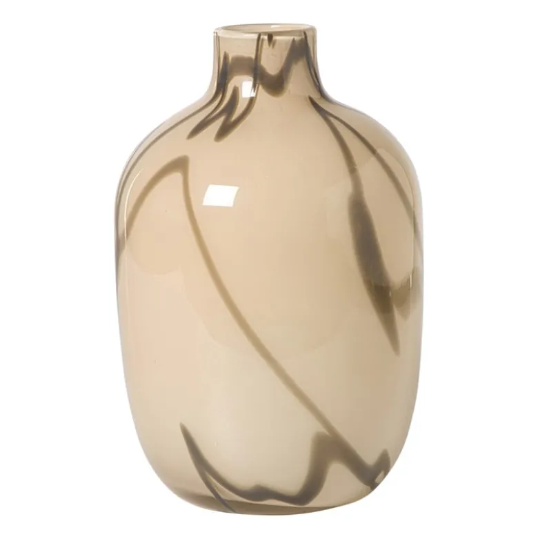 Vaas met lijnen - beige/bruin - ø16.5x26 cm