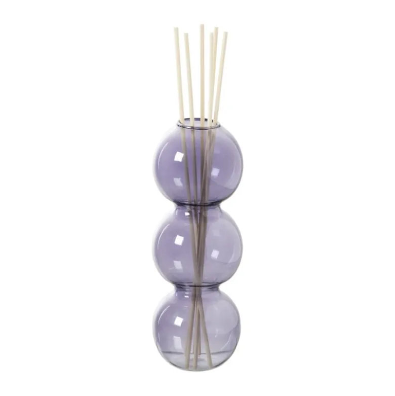 Vaas voor geurstokjes bollen - paars - ø6.5x16.5 cm