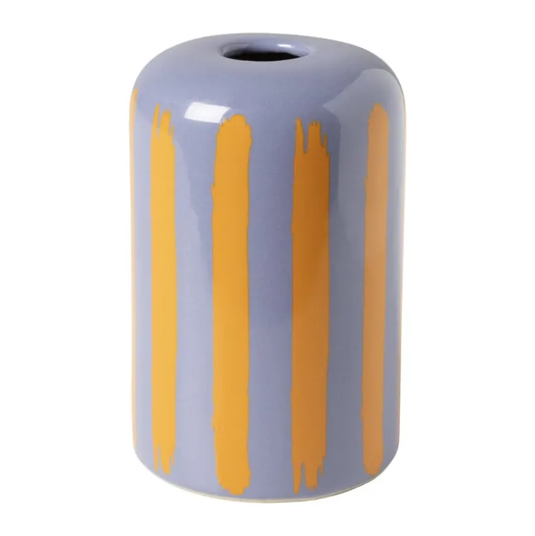 Vaas voor geurstokjes strepen - paars/oranje - ø8x13 cm