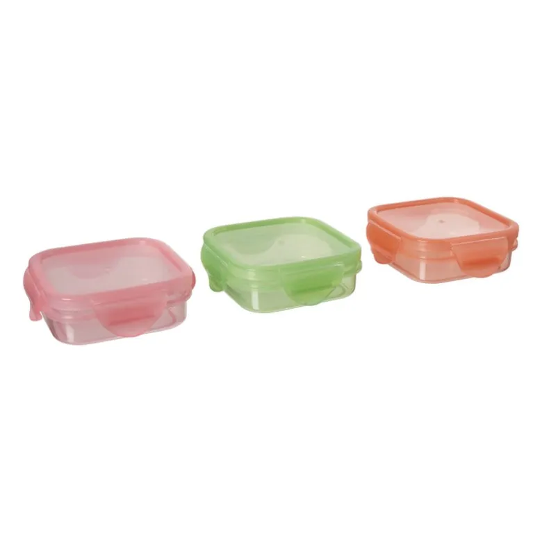 Vershoudbakjes set van 3 x 200 ml - groen/oranje