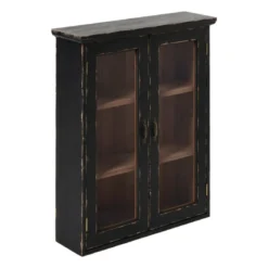 Vitrinekast 2 deuren - zwart - 60x50x15 cm