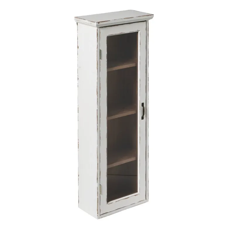 Vitrinekast 1 deur - wit - 80x30x15 cm