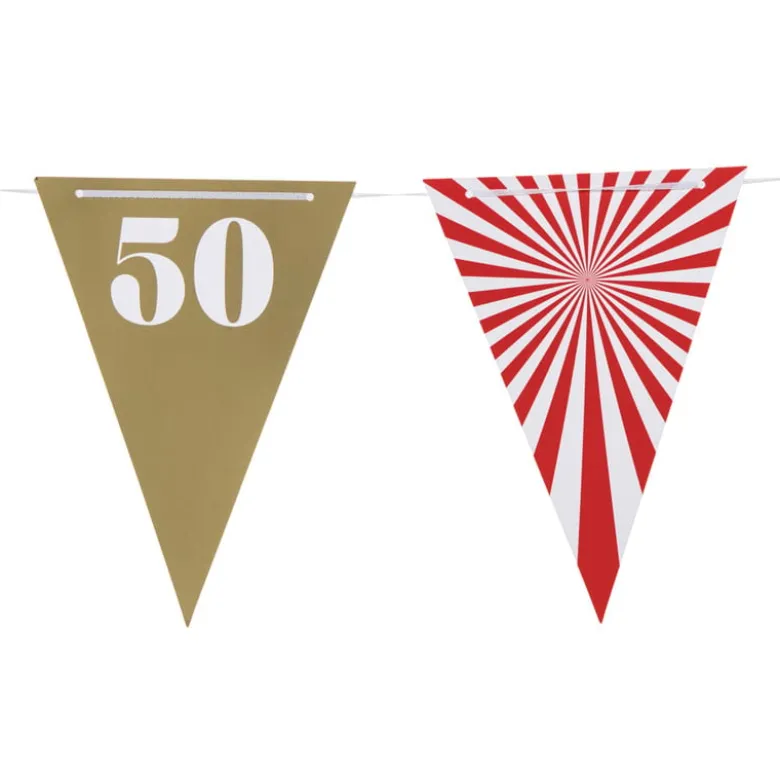 Vlaggenlijn 50 jaar - rood - 10 meter