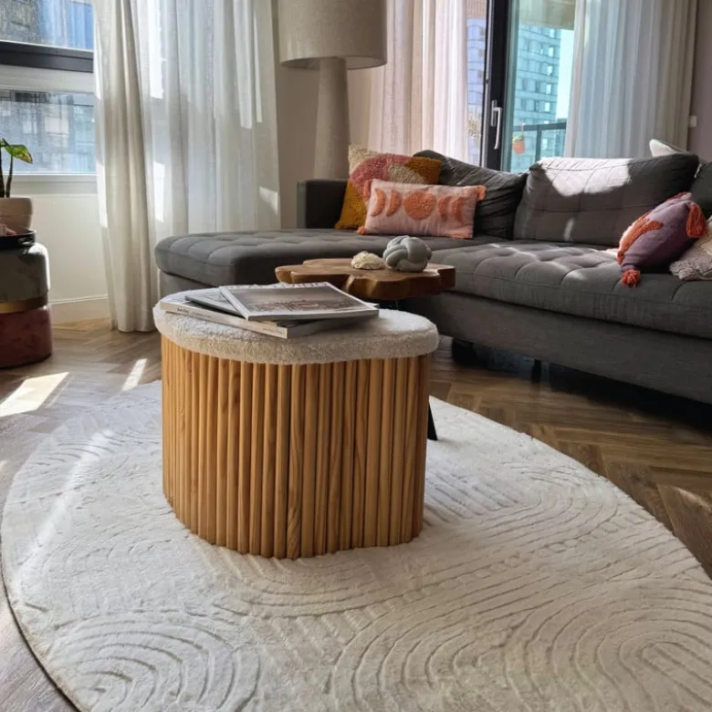 Vloerkleed wave ovaal - wit - 120x180 cm