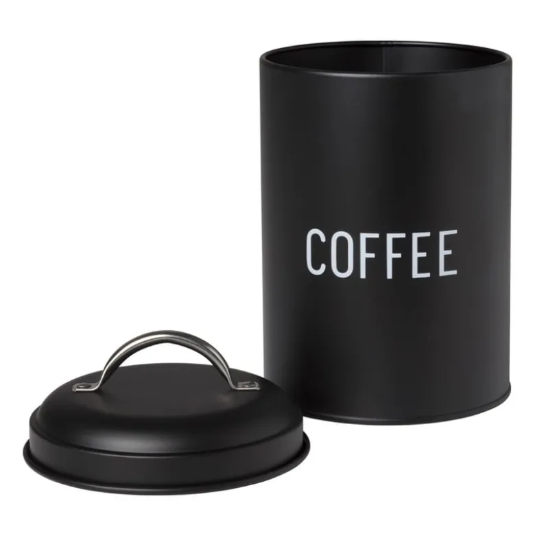 Voorraadblik coffee - zwart - ø11x15 cm