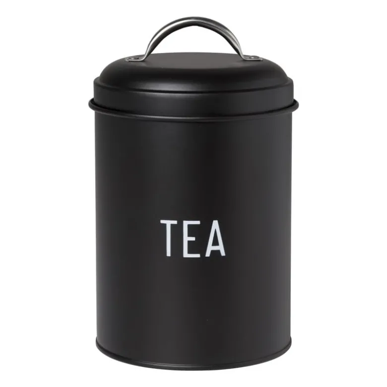 Voorraadblik tea - zwart - ø11x15 cm